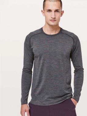 lululemon athletica Men's Long-Sleeve Crewneck — Charcoal Slim Fit